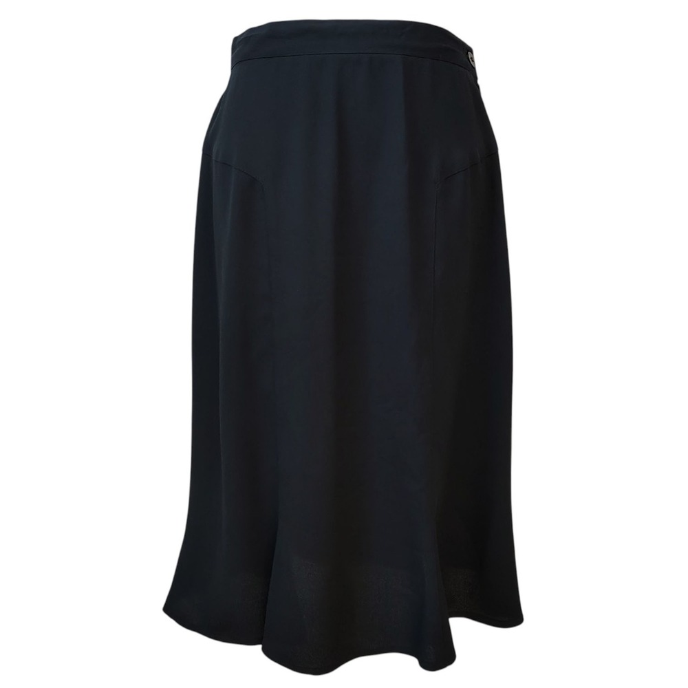 Vintage 80s Nilani‎ Midi Skirt Size 10 Black Retro Career Office Ruffle Hem